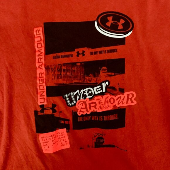 Under Armour Tee The Only Way Is Through Men’s Large Orange UA Running Outdoor - Picture 2 of 5